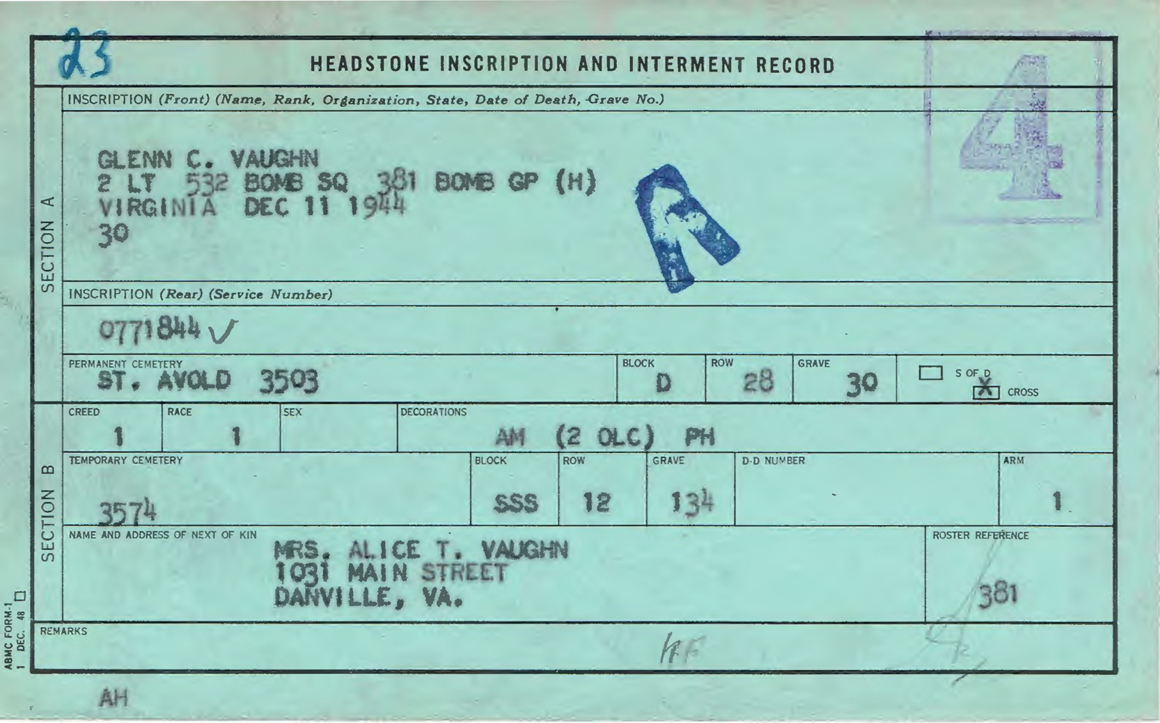VAUGHN Glenn C