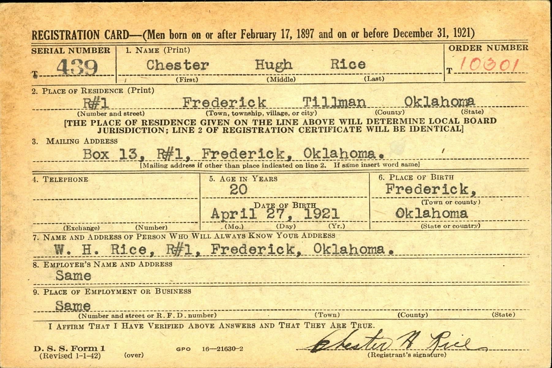 chester h Rice