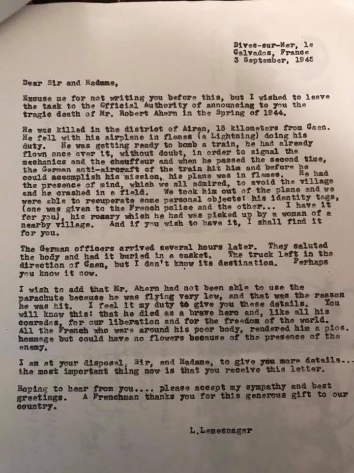 Ahern robert lettre