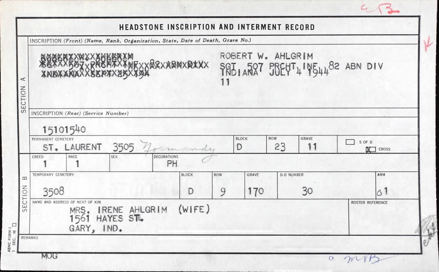 AHLGRIM Robert F W - 507 PIR 82 AD