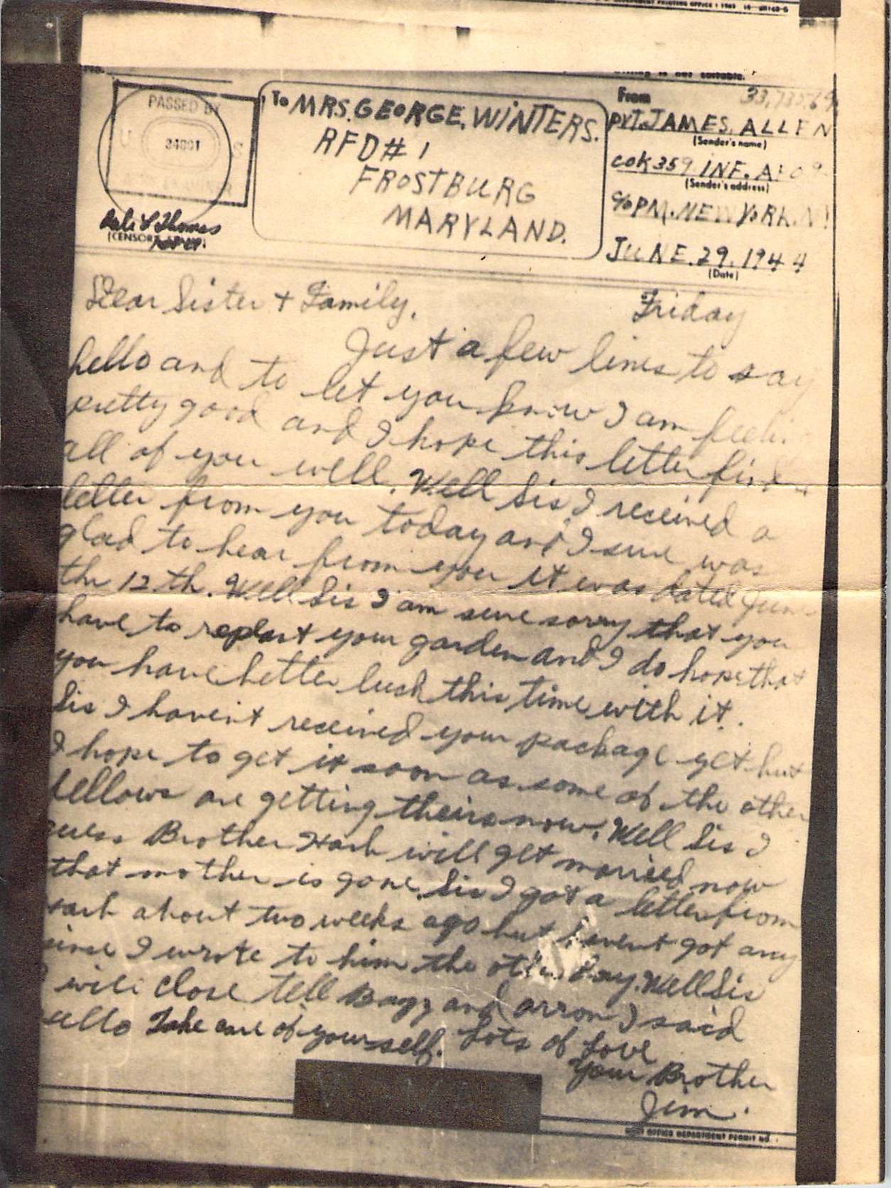 Allen james g Jr lettre