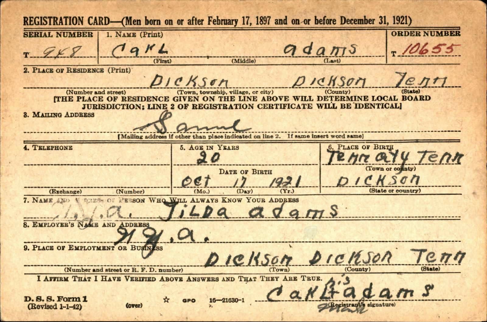 adams carl