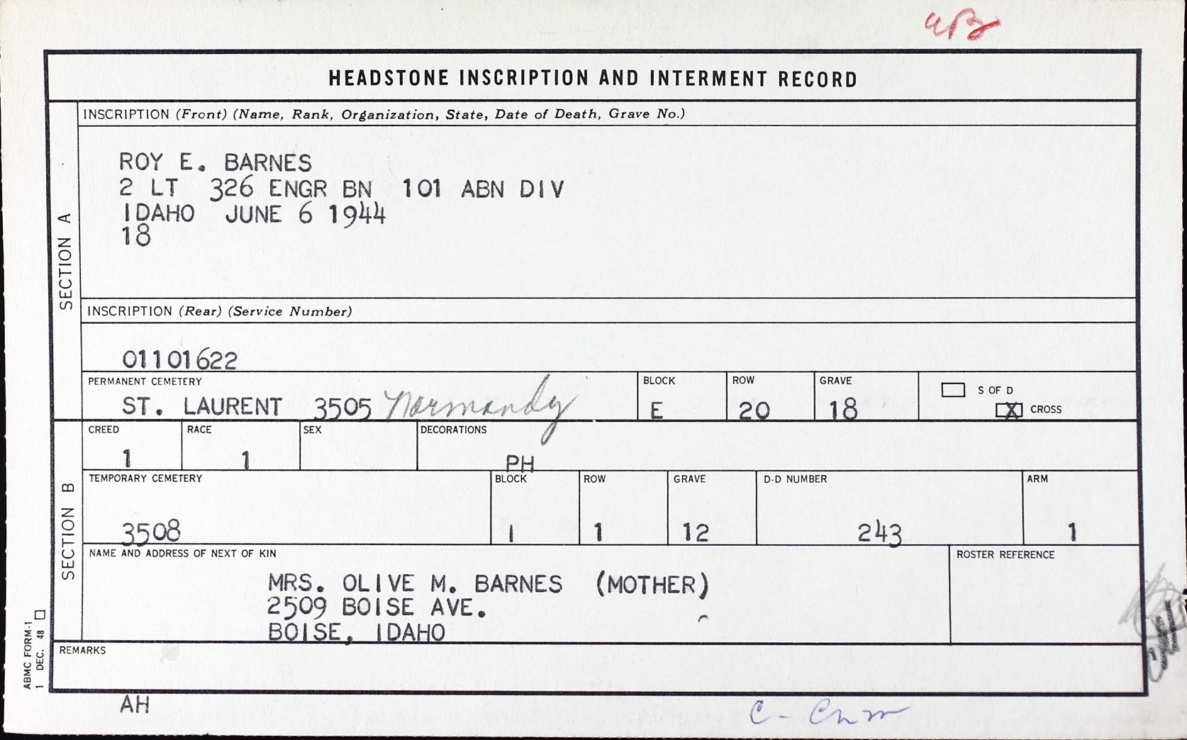 BARNES Roy E
