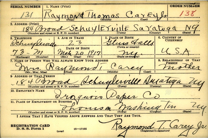 2LT Raymond Thomas Carey