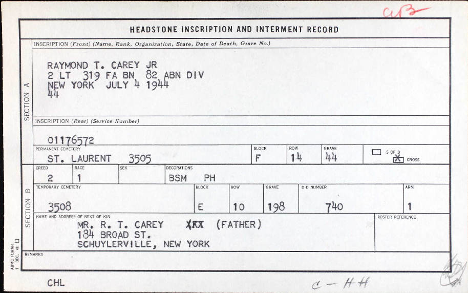 2LT Raymond Thomas Carey