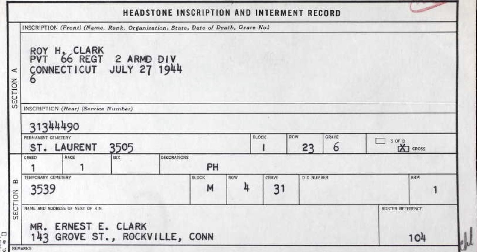 CLARK Roy H 