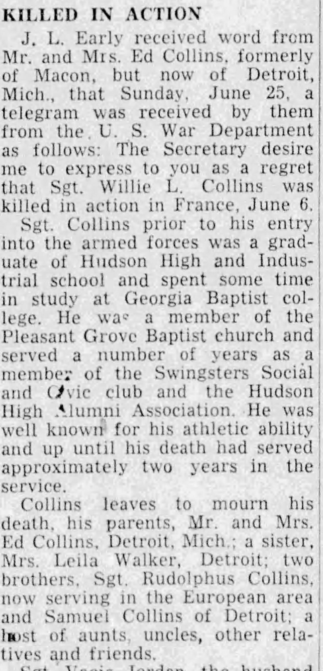 collins willie tombe