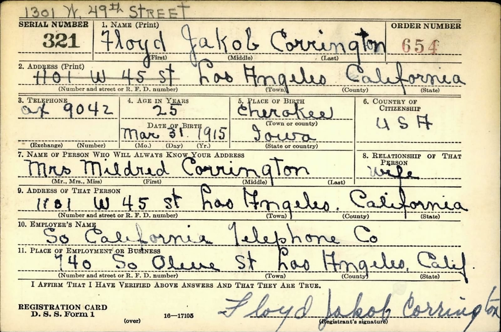 CORRINGTON Floyd J