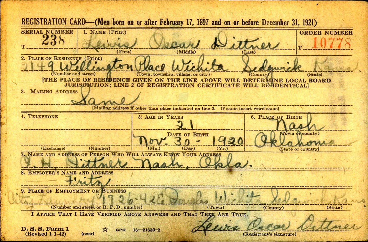 DITTNER Lewis O
