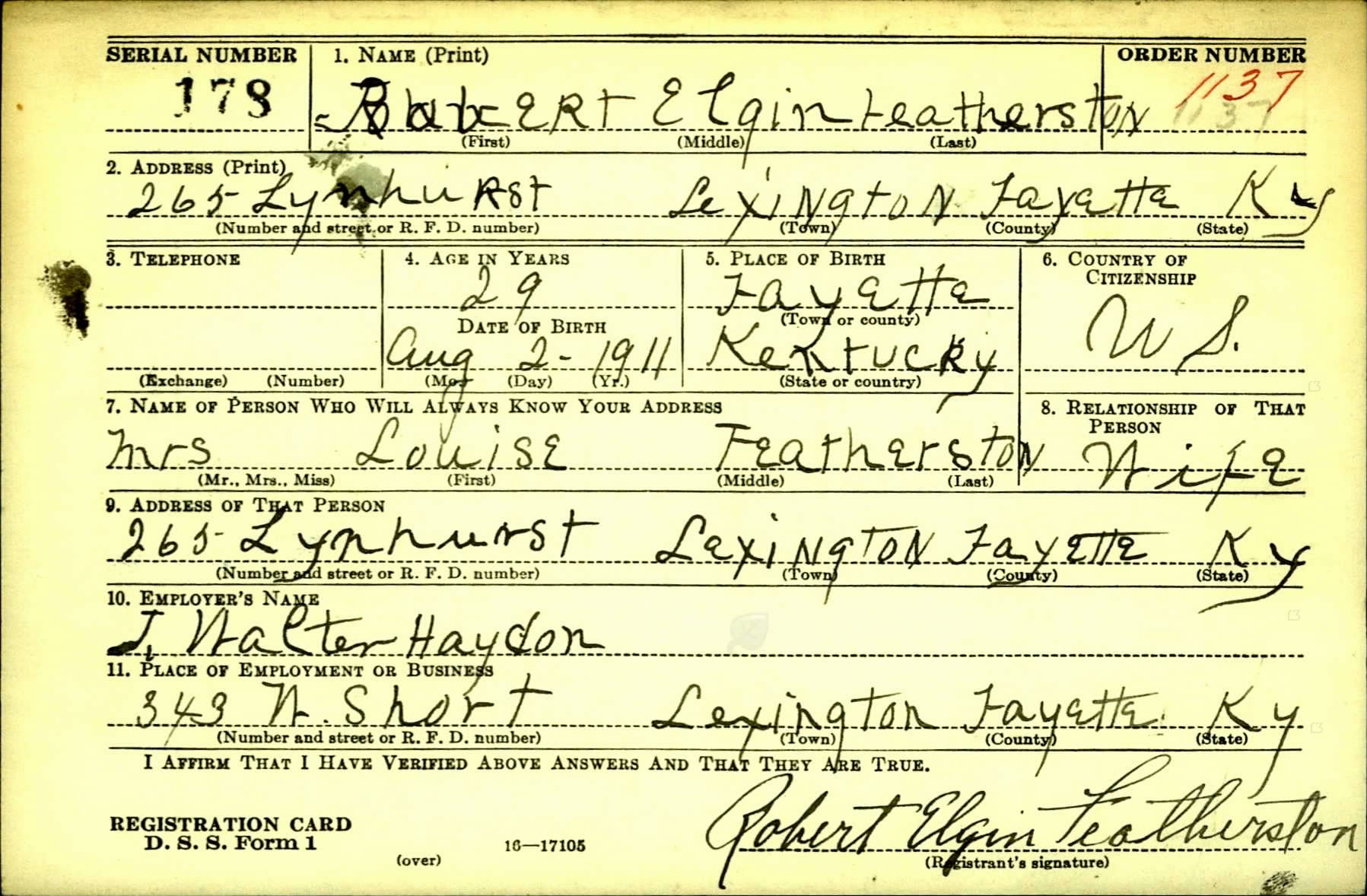 FEATHERSTON Robert E