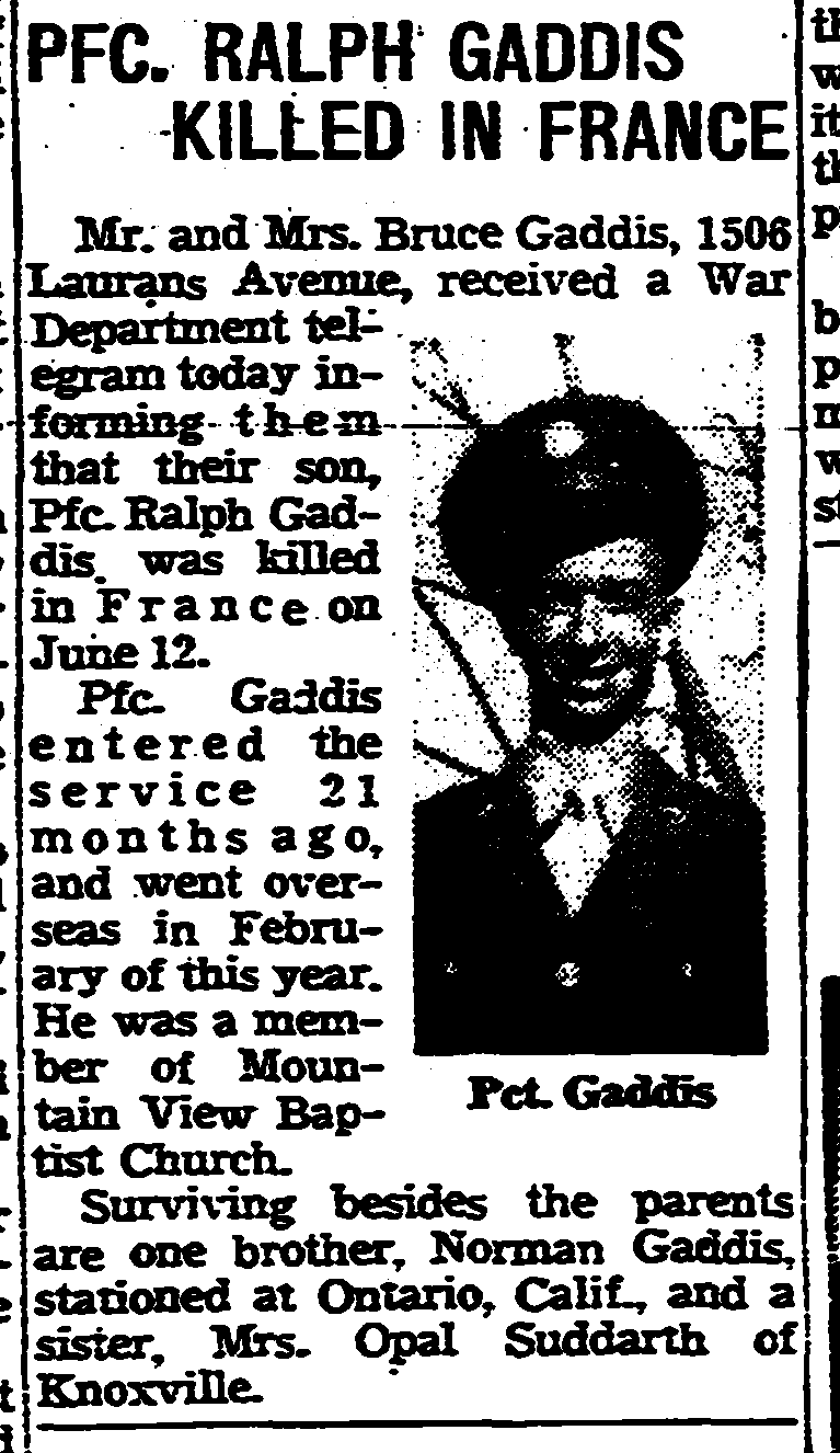 GADDIS Ralph E - 358 IR 90 ID