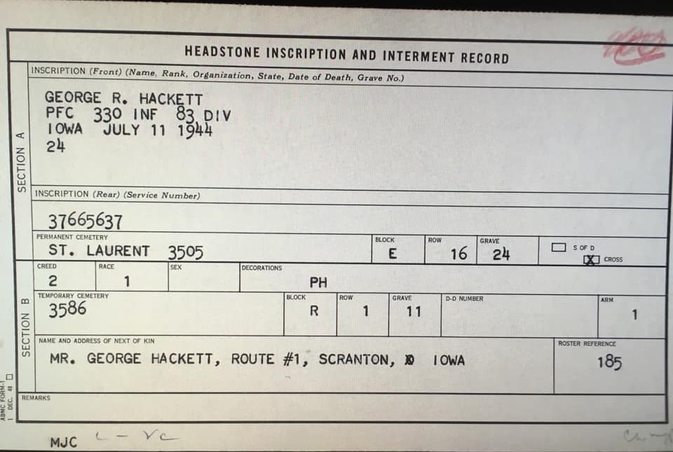 HACKETT George R - 330 IR 83 ID