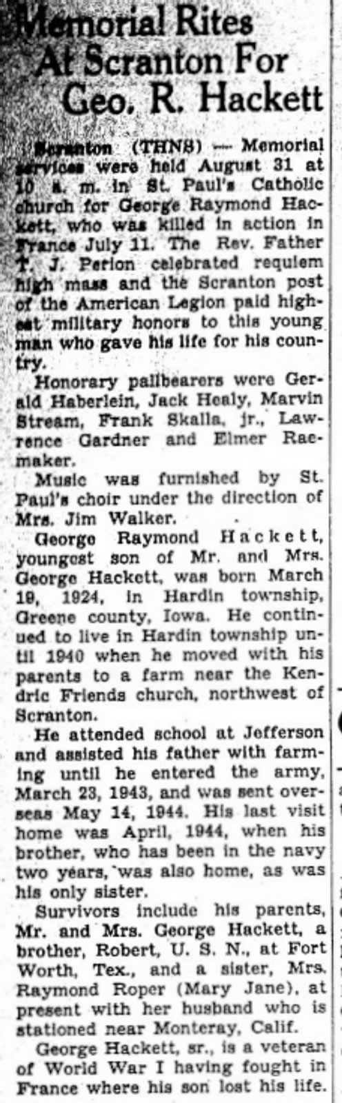 HACKETT George R - 330 IR 83 ID
