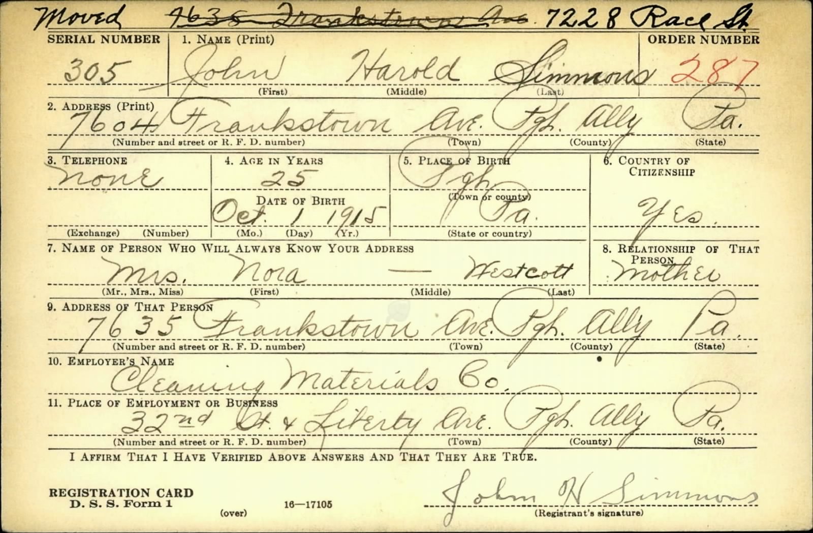 SIMMONS John H