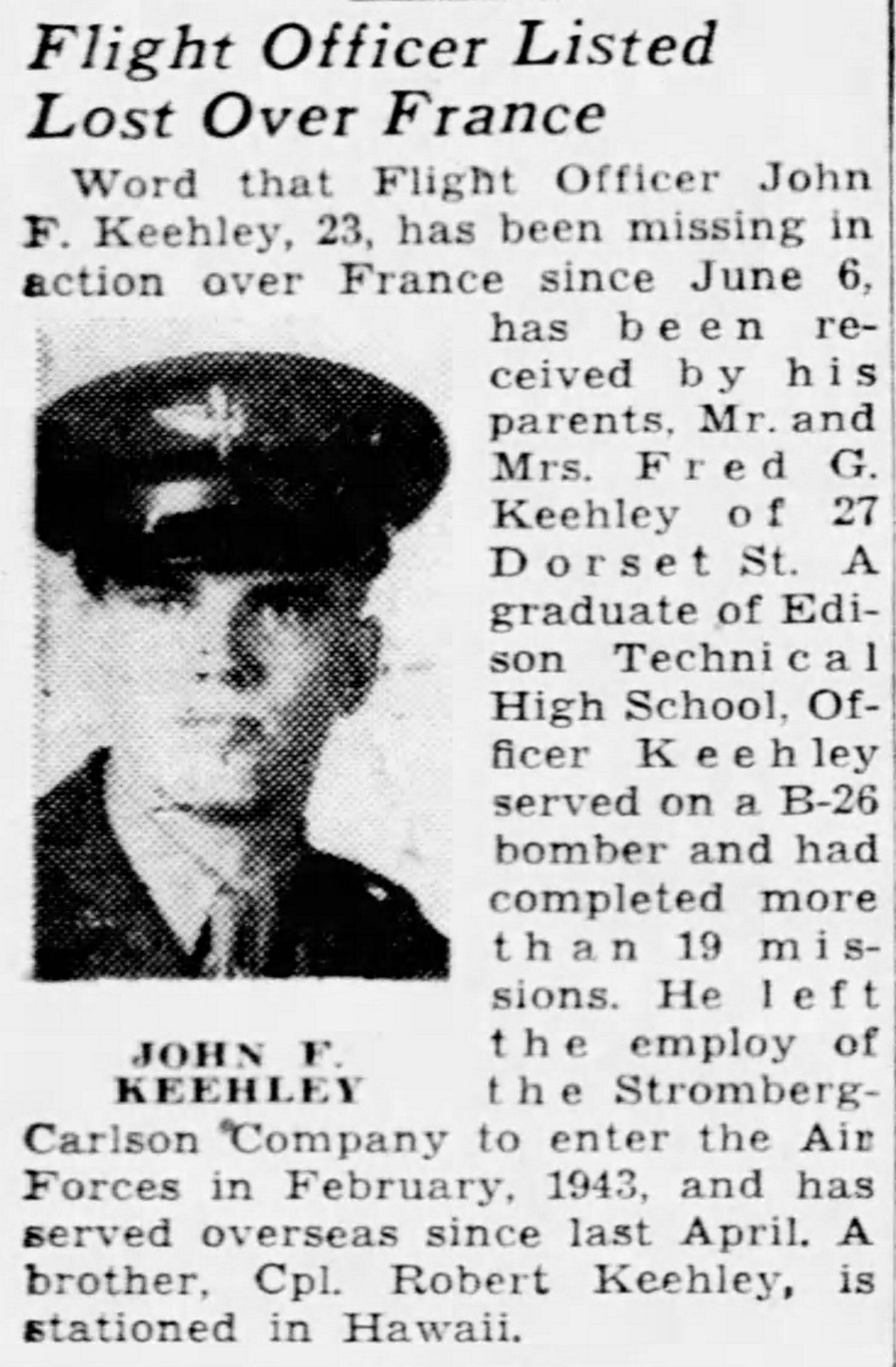 KEEHLEY John F presse