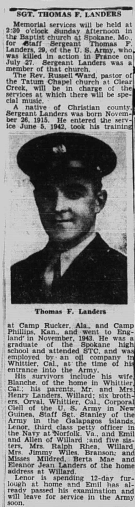 LANDERS Thomas F - 39 IR 9 ID
