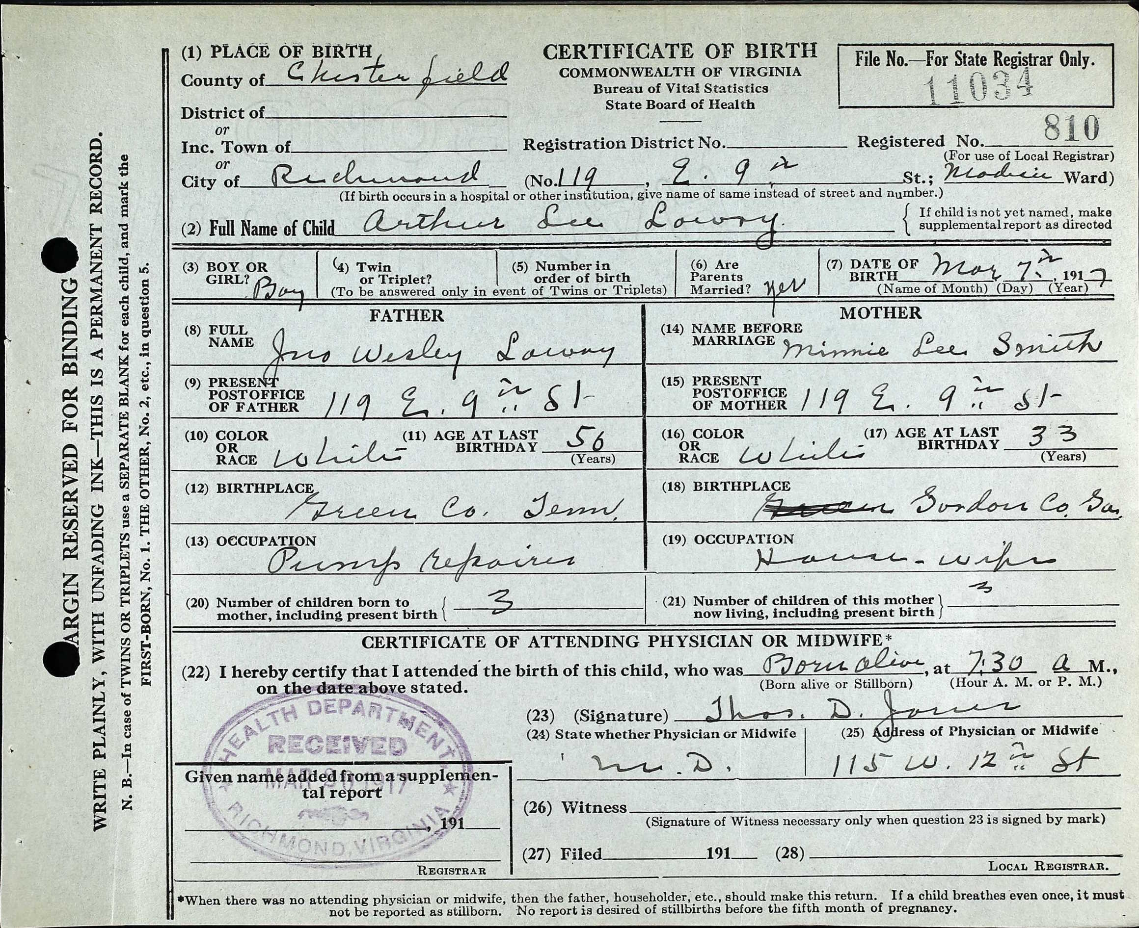 LOWERY Arthur L