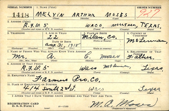 MOSES Melvin A