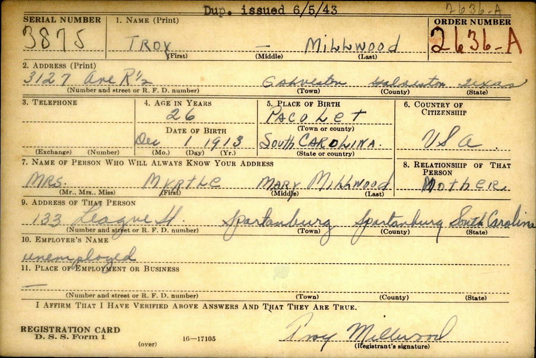 MILLWOOD Troy