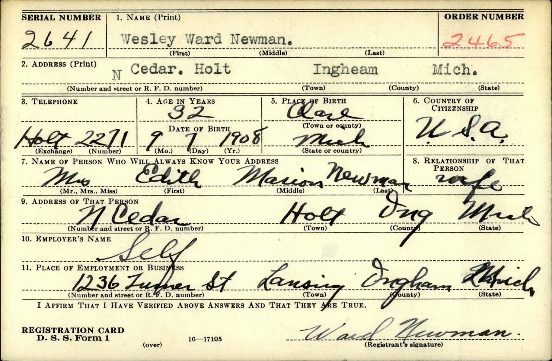 NEWMAN Wesley W - 22 IR 4 ID