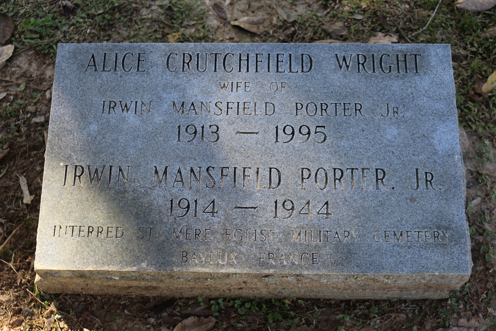 PORTER Irwin Mansfield stele