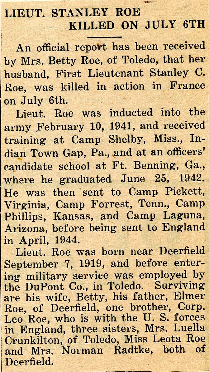 roe stanley c Obituary Petersburg Sun