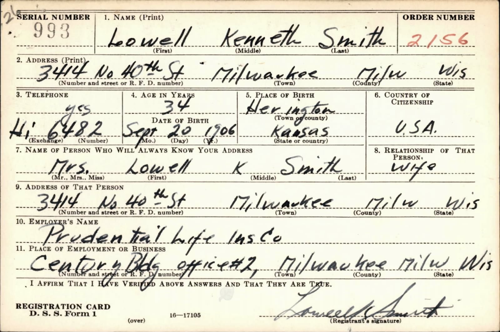 SMITH Lowell Kenneth