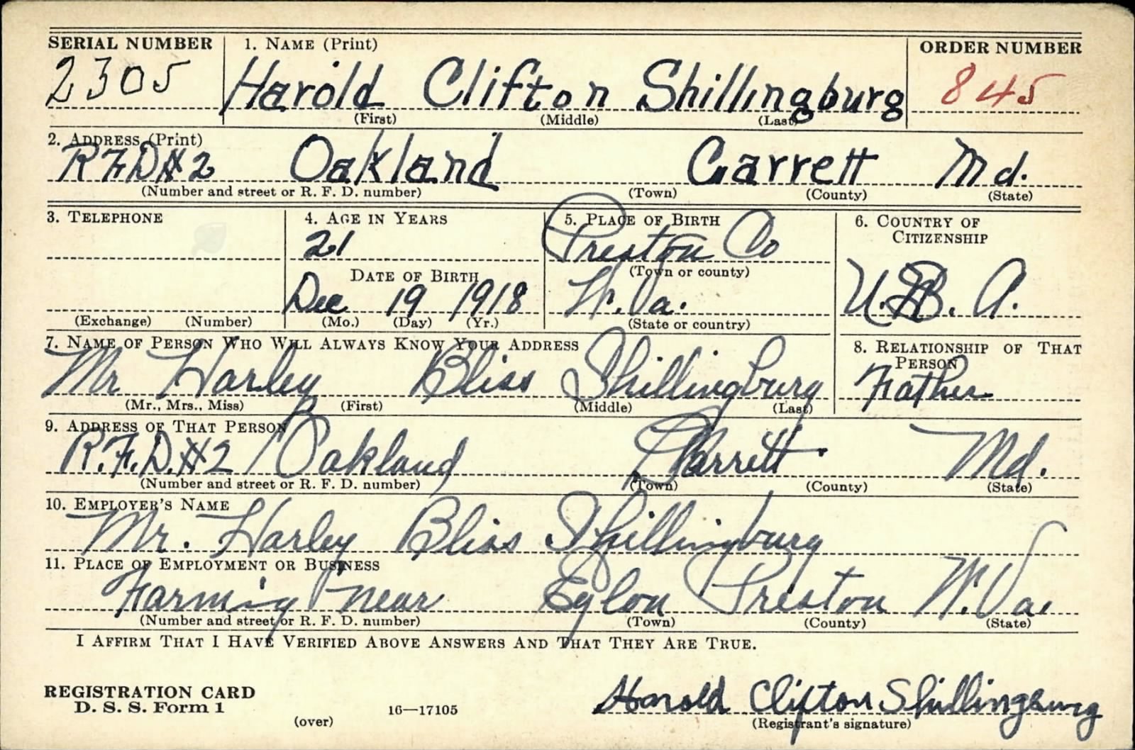 SHILLINGBURG Harold C - 115 IR 29 ID