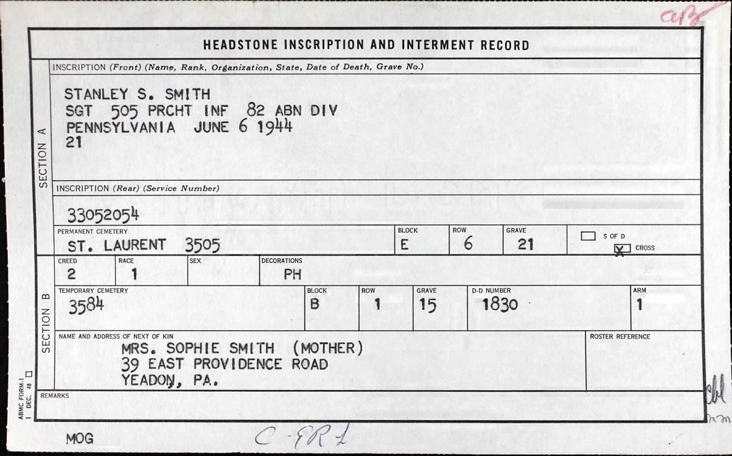 smith stanley s tombe