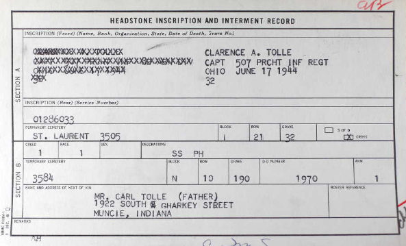 TOLLE Clarence A - 507 PIR 82 AD