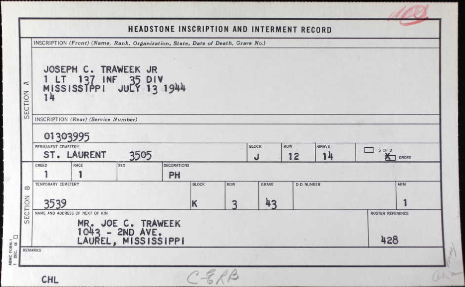 TRAWEEK Joseph C