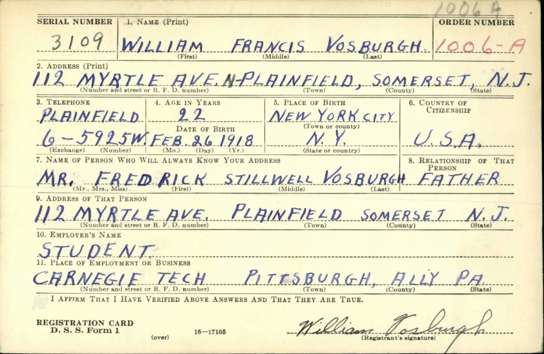 William F Vosburgh
