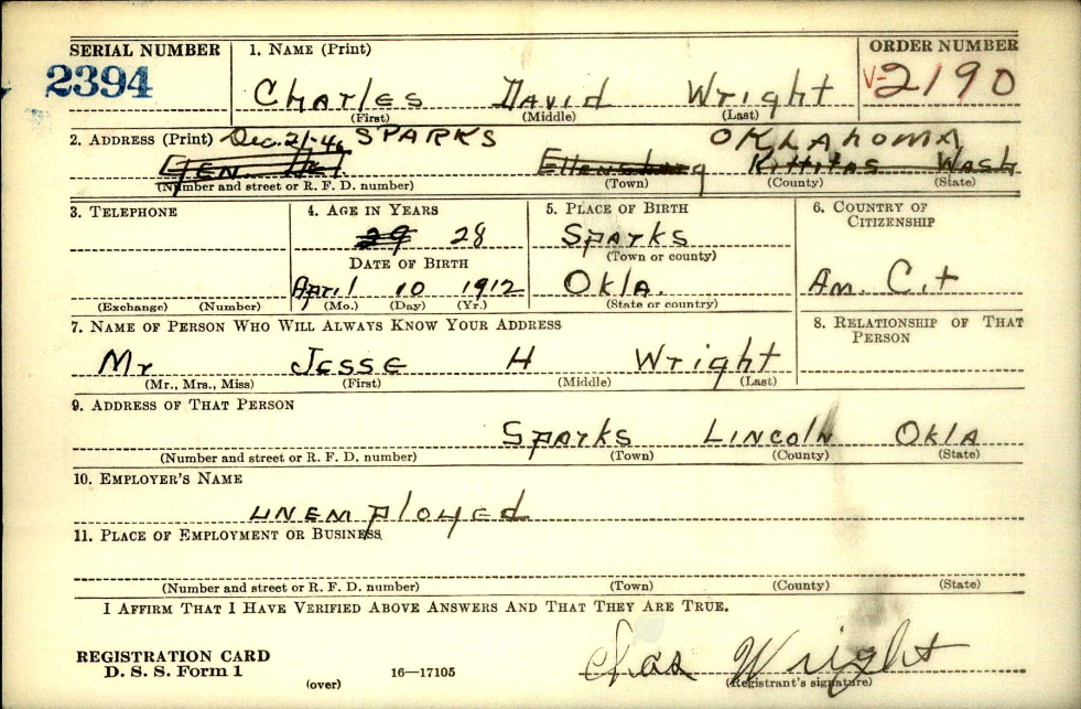 WRIGHT Charles D - 314 IR 79 ID