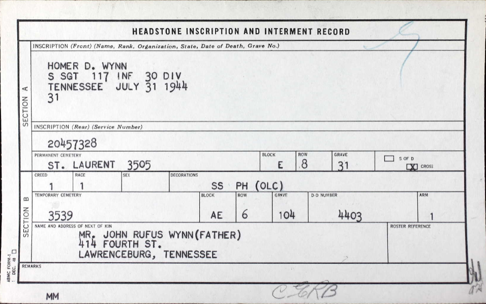 WYNN Homer D - 117 IR 30 ID