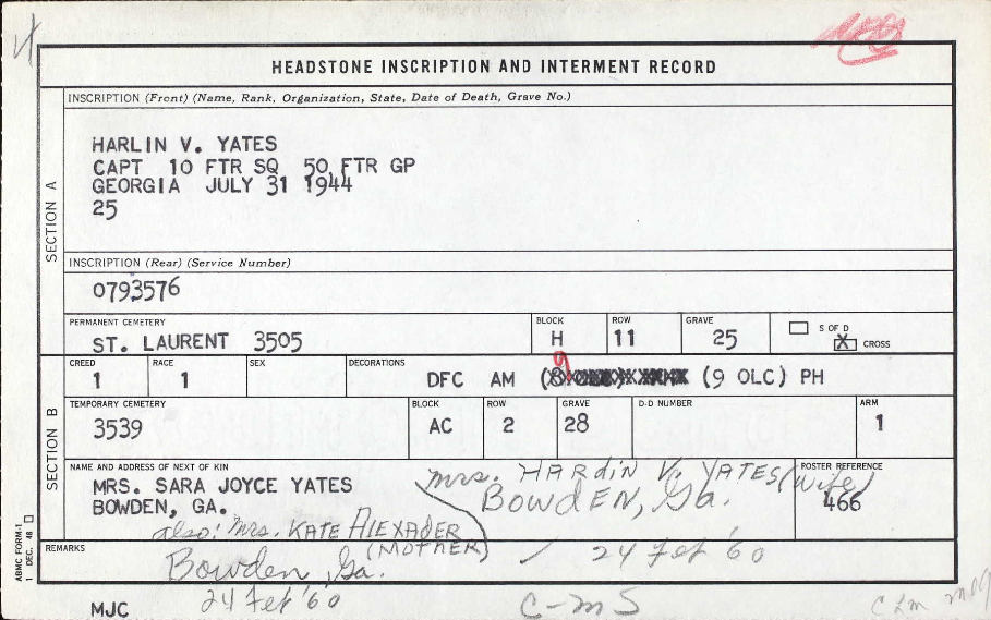 YATES Harlin Vance