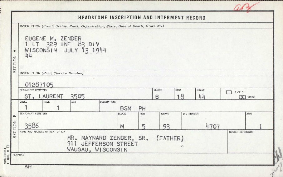 ZENDER Eugene M