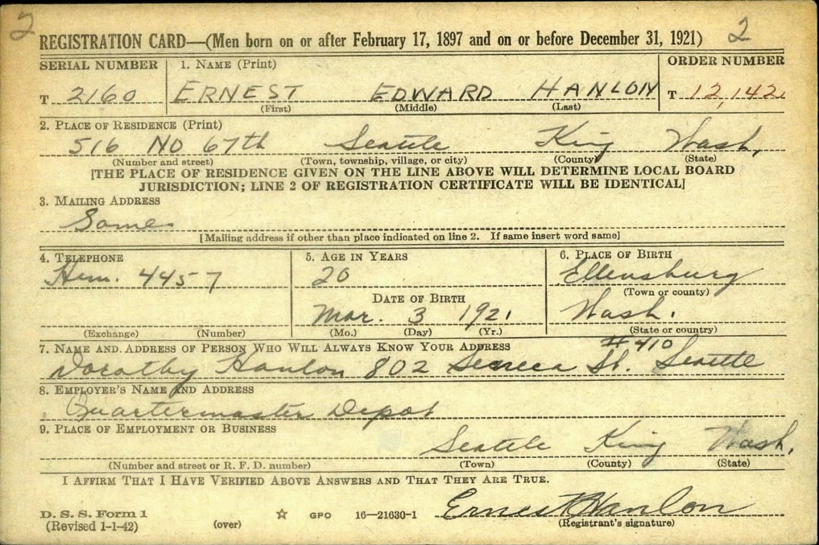 hanlon ernest e