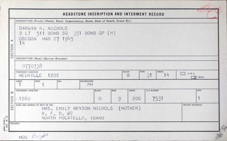 NICHOLS Darwin R