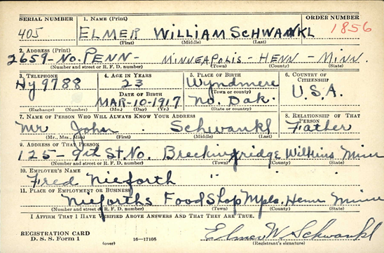SCHWANKL Elmer William