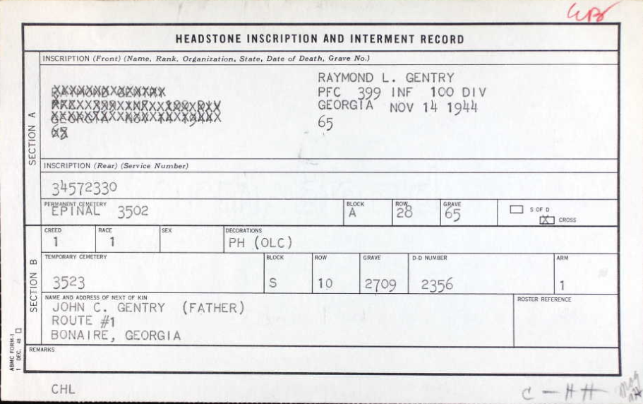 GENTRY Raymond L