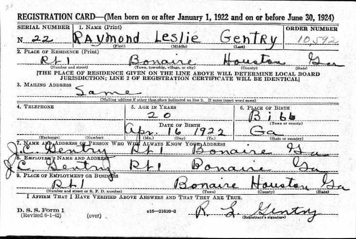 GENTRY Raymond L