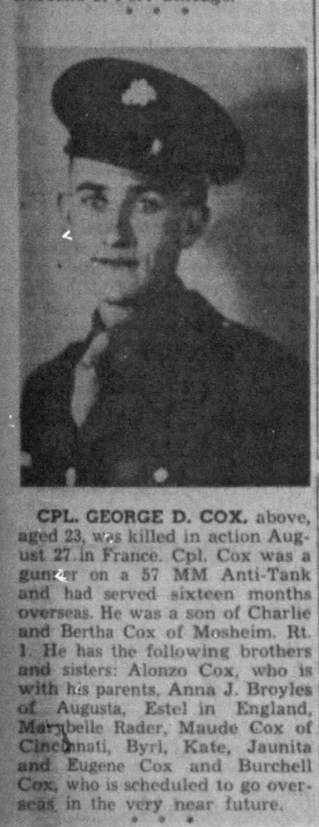 COX George D