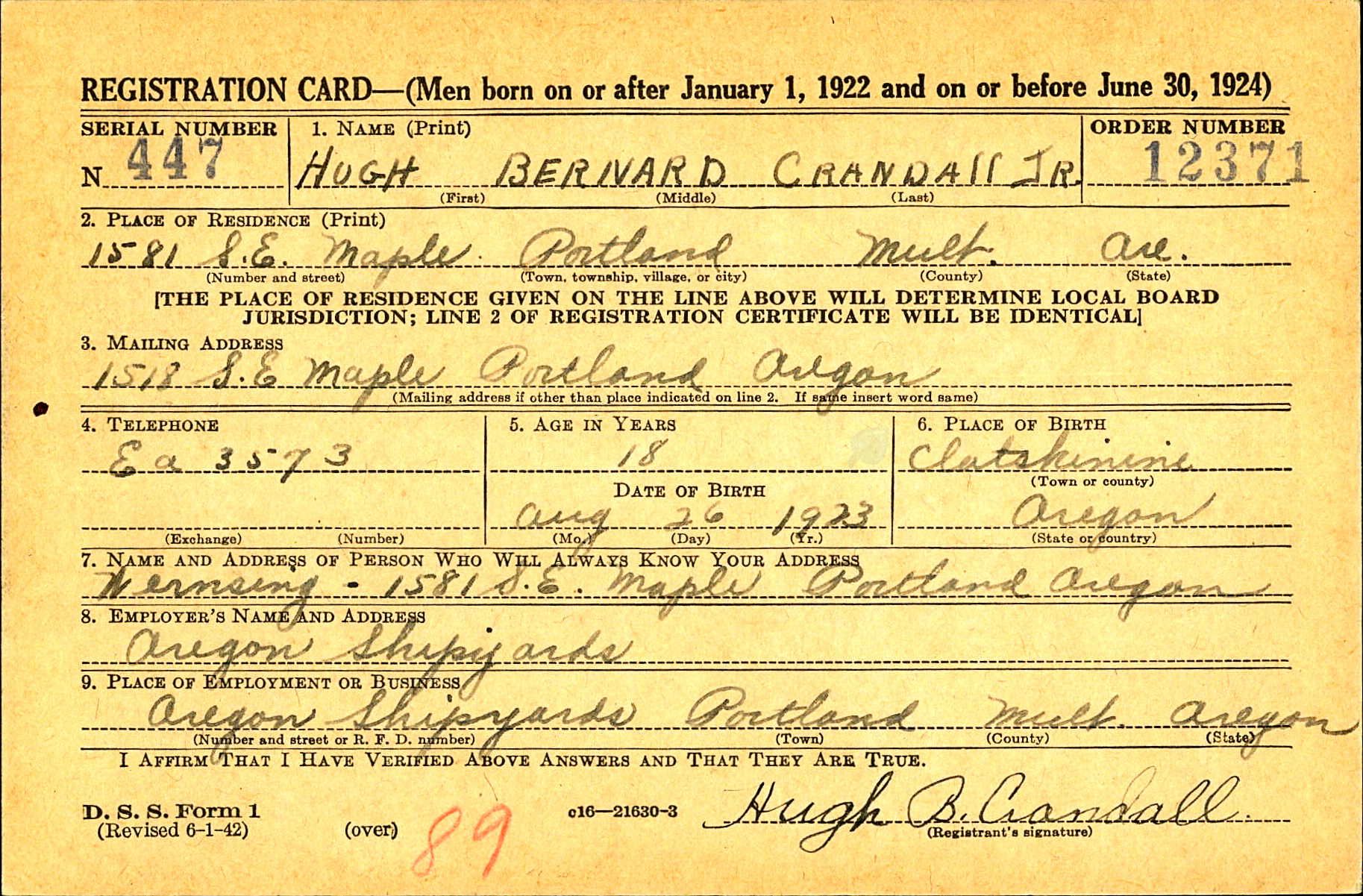 CRANDALL Hugh B