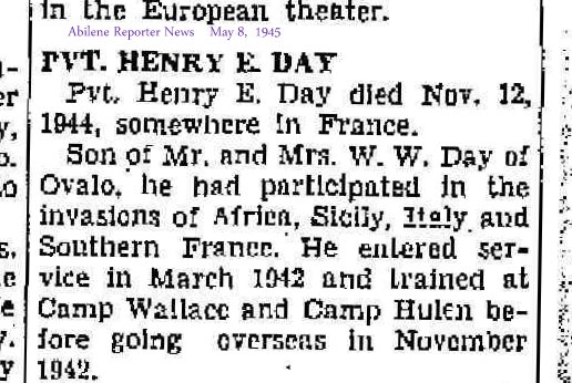 PFC Henry E Day