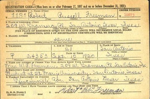 FREEMAN Robert R - 59 AFAB