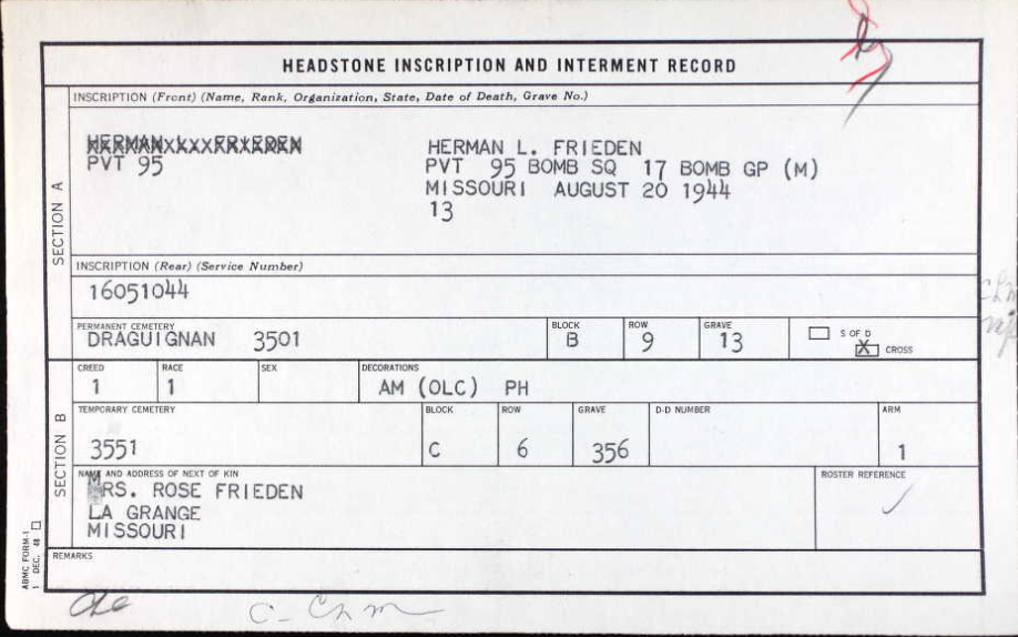 FRIEDEN Herman L