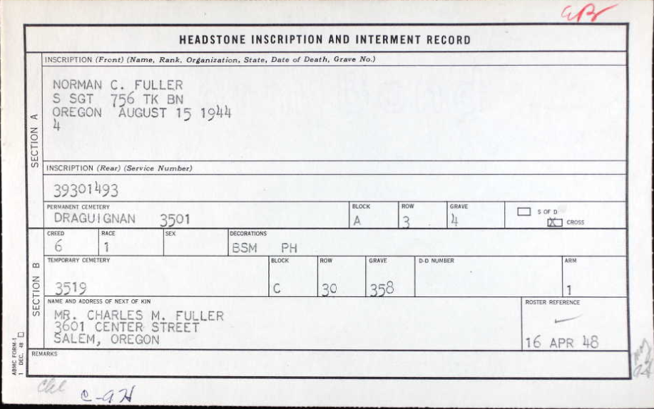 FULLER Norman C - 756 TB