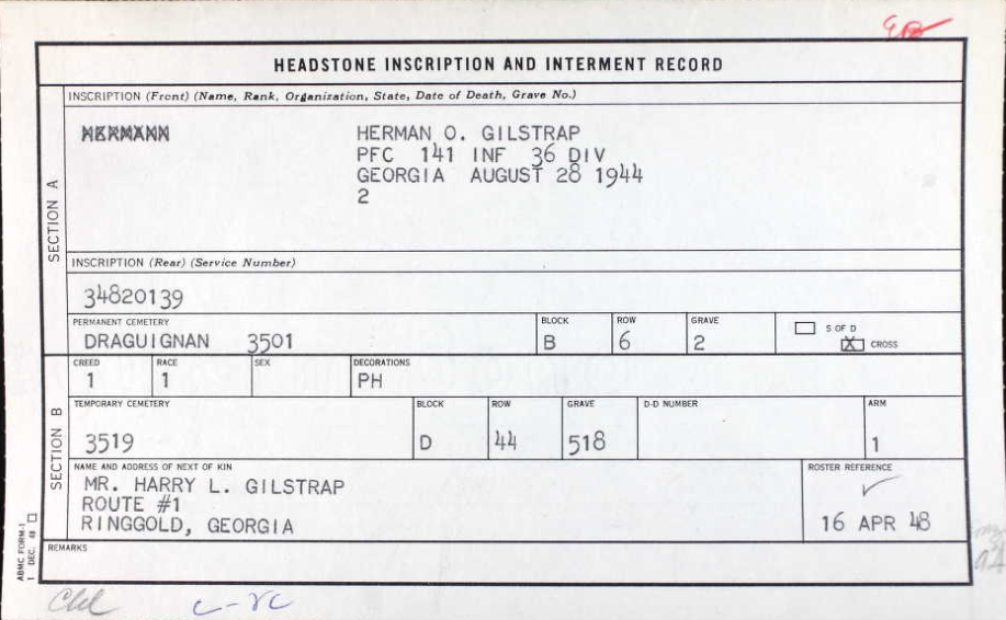 GILSTRAP Herman O