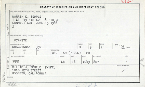 SEMPLE Warren E