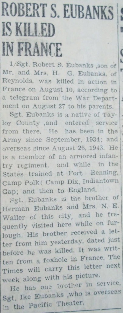 EUBANKS Robert S 
